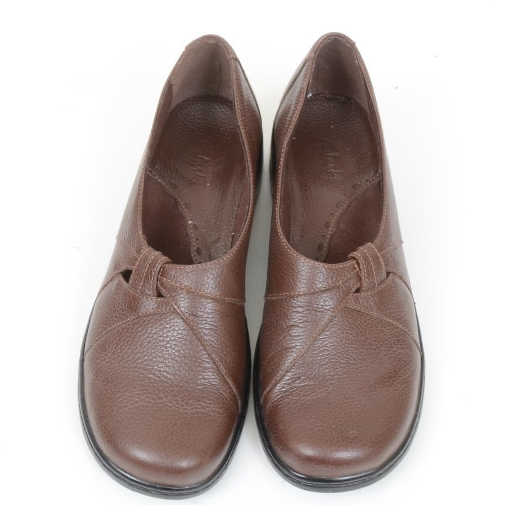 Clarks Bendable Brown Leather Comfort Slip On Loafers Women's 8.5 Comfort - Picture 6 of 8